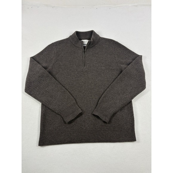 Billy Reid Sweater Merino Wool 1/4 Zip Pullover Mens Large Soft Classic Gray - Picture 2 of 11